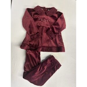 vintage McKids burgundy velour matching set  Size 24 Months